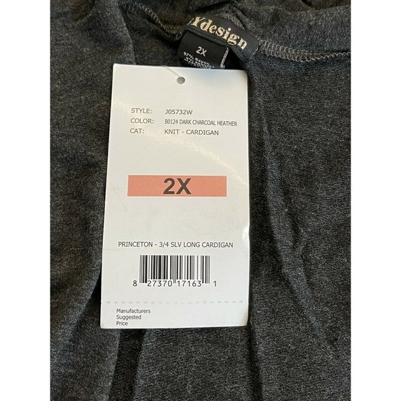 🌹Women’s Dusters Plus Size 2X BY Design Light Duster Cardigan With Pockets Grey - Picture 12 of 12